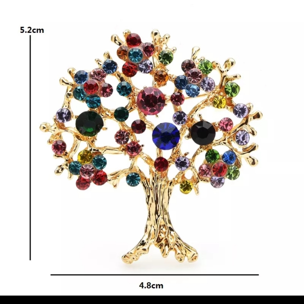 Multicolor Rhinestone Tree-Designed Brooches - Picture 3 of 3